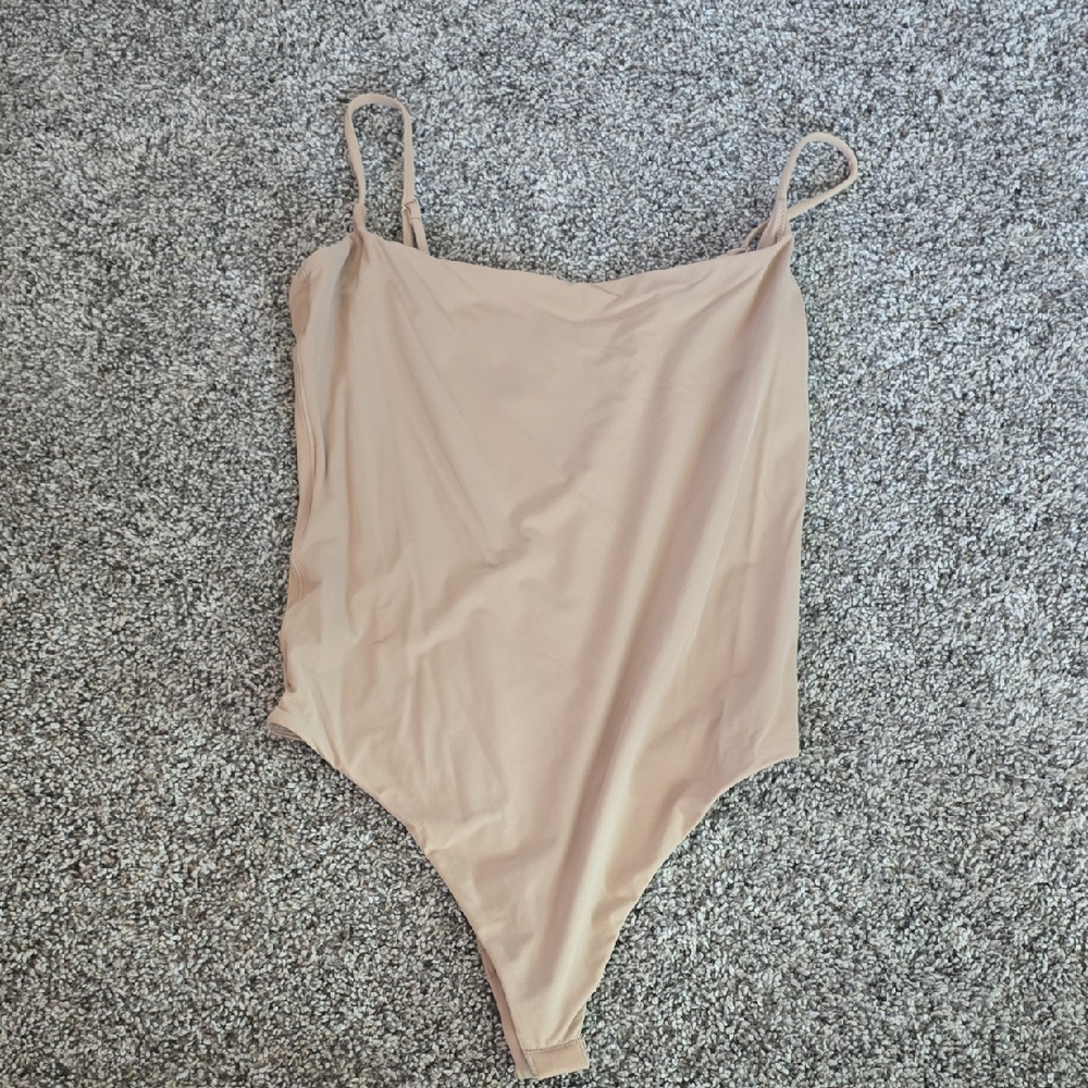 Nude Beige Spaghetti Strap Bodysuit